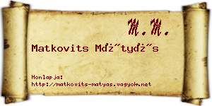 Matkovits Mátyás névjegykártya