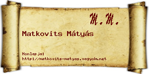Matkovits Mátyás névjegykártya